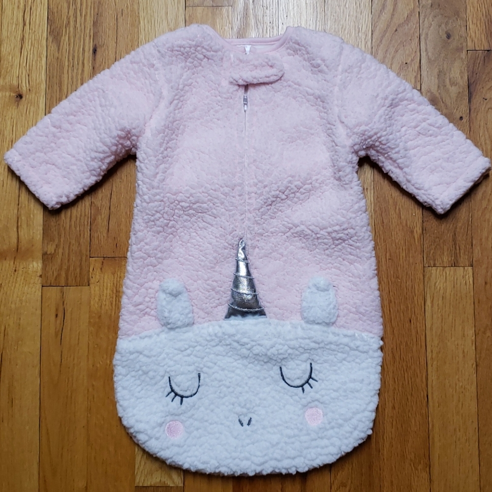Chick Pea 0-3m Pink Unicorn Baby Bunting Fleece Sleep Sack